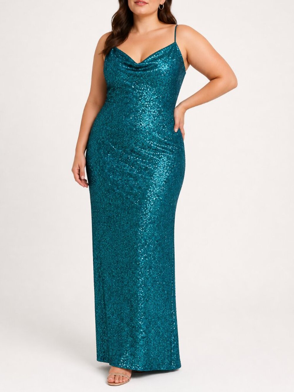 Aidan Mattox Teal Sequin Gown 12 Prom Formal Evening Maxi